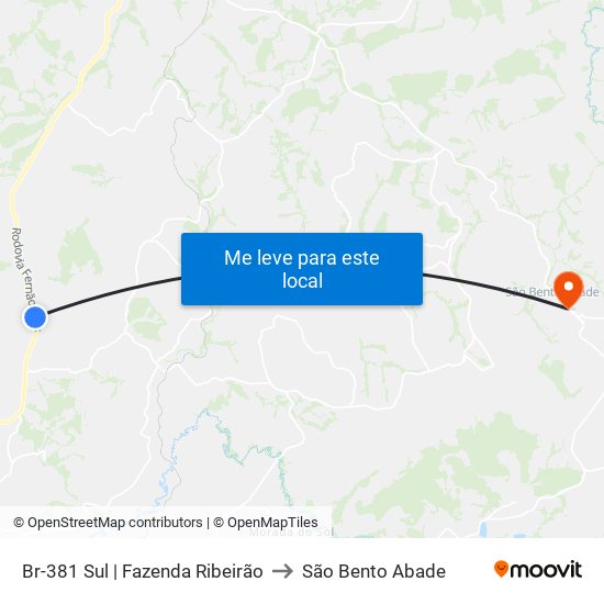Br-381 Sul | Fazenda Ribeirão to São Bento Abade map