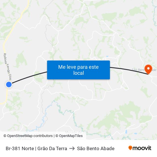 Br-381 Norte | Grão Da Terra to São Bento Abade map