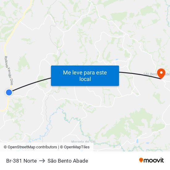 Br-381 Norte to São Bento Abade map