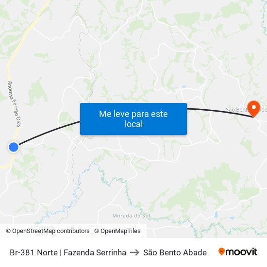 Br-381 Norte | Fazenda Serrinha to São Bento Abade map