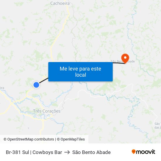 Br-381 Sul | Cowboys Bar to São Bento Abade map