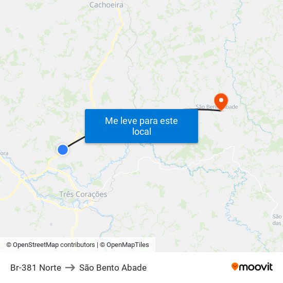 Br-381 Norte to São Bento Abade map