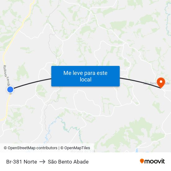 Br-381 Norte to São Bento Abade map