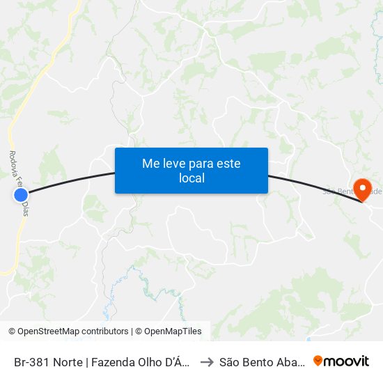 Br-381 Norte | Fazenda Olho D’Água to São Bento Abade map