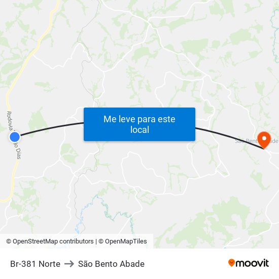 Br-381 Norte to São Bento Abade map