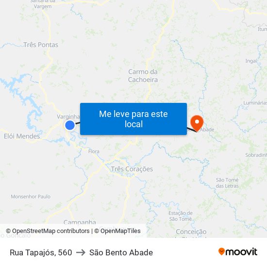 Rua Tapajós, 560 to São Bento Abade map