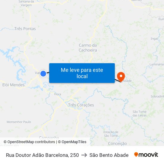 Rua Doutor Adão Barcelona, 250 to São Bento Abade map