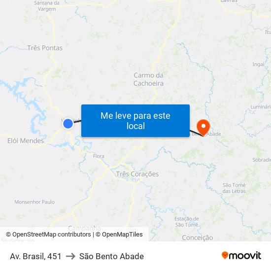 Av. Brasil, 451 to São Bento Abade map