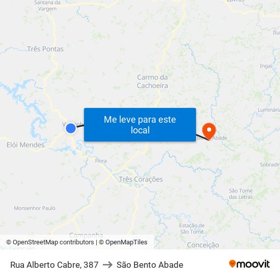 Rua Alberto Cabre, 387 to São Bento Abade map