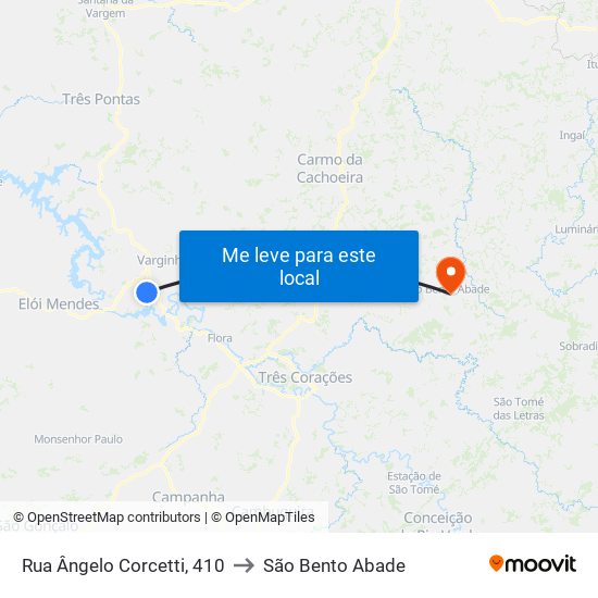 Rua Ângelo Corcetti, 410 to São Bento Abade map