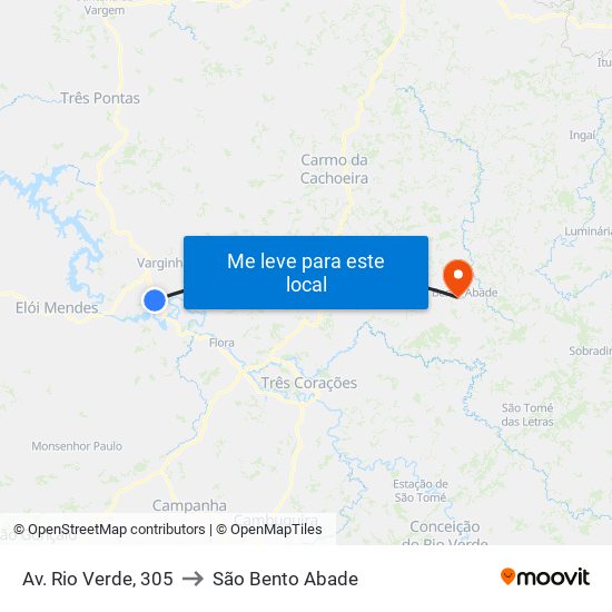 Av. Rio Verde, 305 to São Bento Abade map