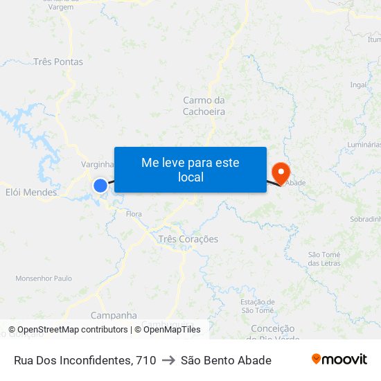 Rua Dos Inconfidentes, 710 to São Bento Abade map