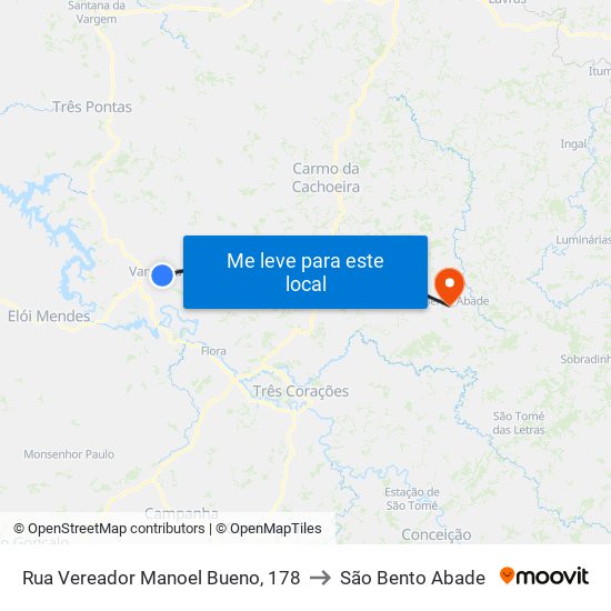 Rua Vereador Manoel Bueno, 178 to São Bento Abade map