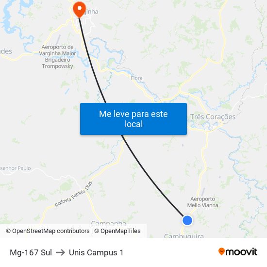 Mg-167 Sul to Unis Campus 1 map