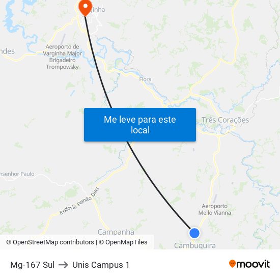 Mg-167 Sul to Unis Campus 1 map