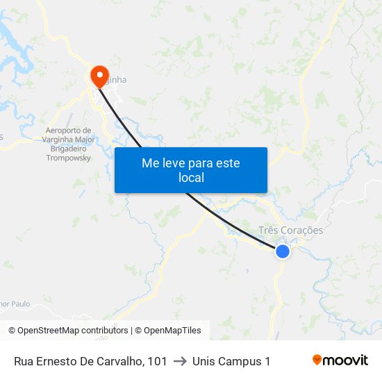 Rua Ernesto De Carvalho, 101 to Unis Campus 1 map