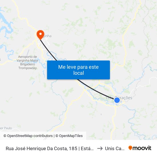 Rua José Henrique Da Costa, 185 | Estádio Municipal Elias Arbex to Unis Campus 1 map