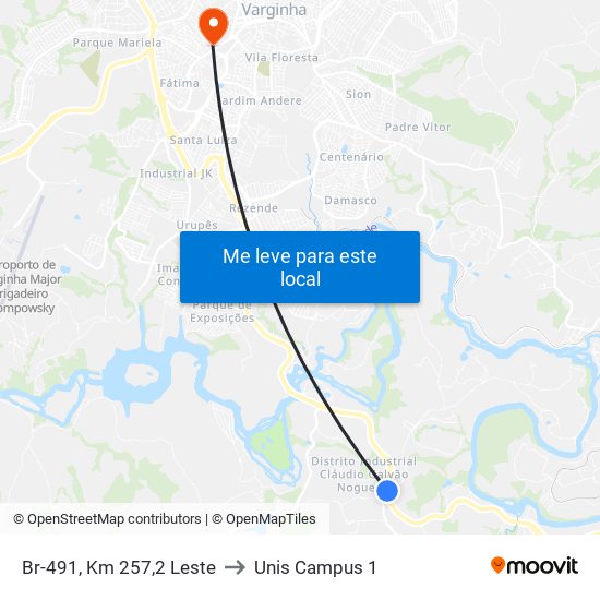 Br-491, Km 257,2 Leste to Unis Campus 1 map