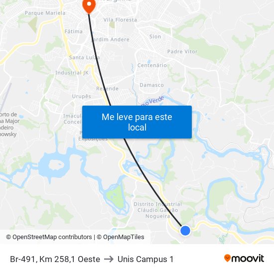 Br-491, Km 258,1 Oeste to Unis Campus 1 map