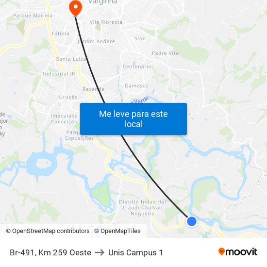 Br-491, Km 259 Oeste to Unis Campus 1 map