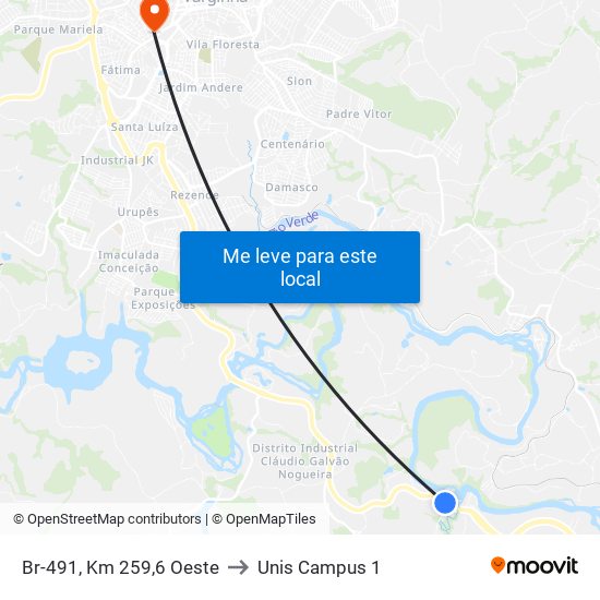 Br-491, Km 259,6 Oeste to Unis Campus 1 map