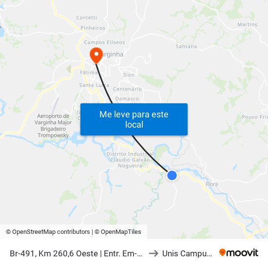 Br-491, Km 260,6 Oeste | Entr. Em-490 to Unis Campus 1 map