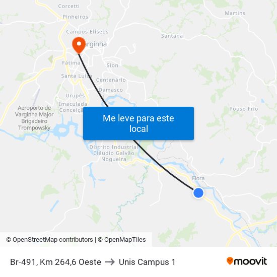 Br-491, Km 264,6 Oeste to Unis Campus 1 map