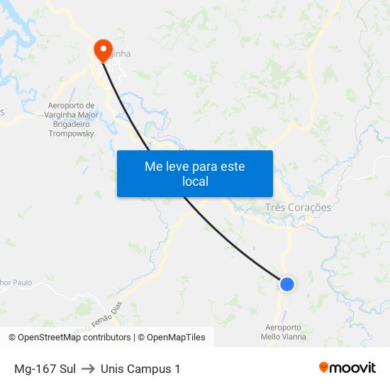 Mg-167 Sul to Unis Campus 1 map