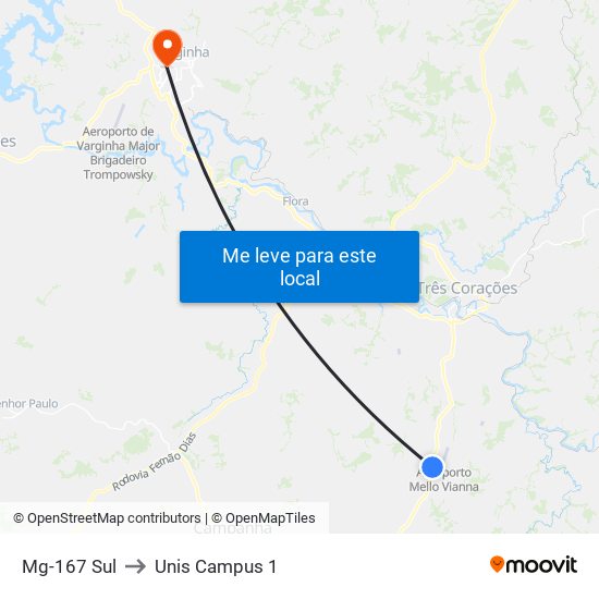 Mg-167 Sul to Unis Campus 1 map