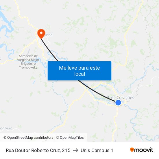 Rua Doutor Roberto Cruz, 215 to Unis Campus 1 map