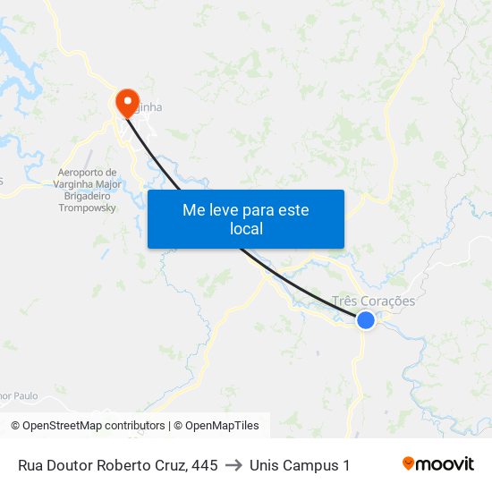 Rua Doutor Roberto Cruz, 445 to Unis Campus 1 map