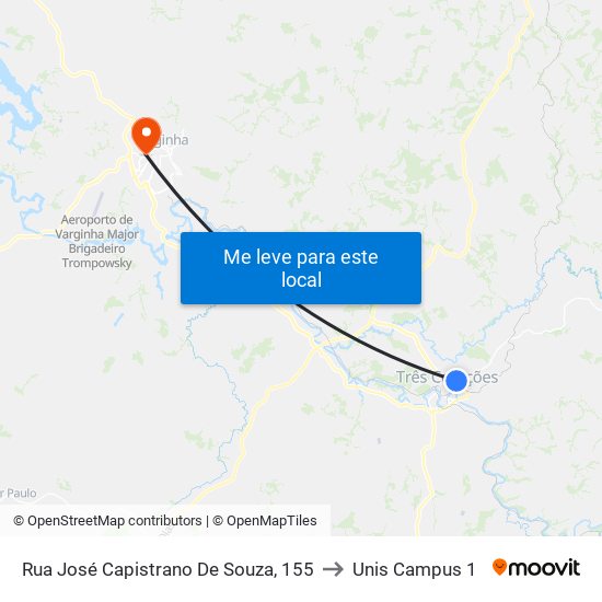 Rua José Capistrano De Souza, 155 to Unis Campus 1 map