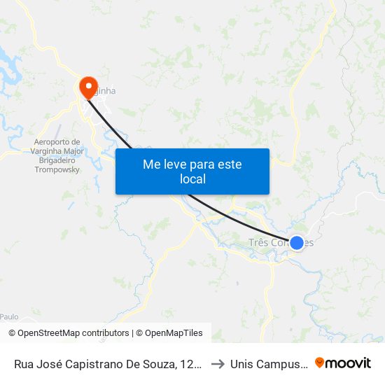 Rua José Capistrano De Souza, 1225 to Unis Campus 1 map