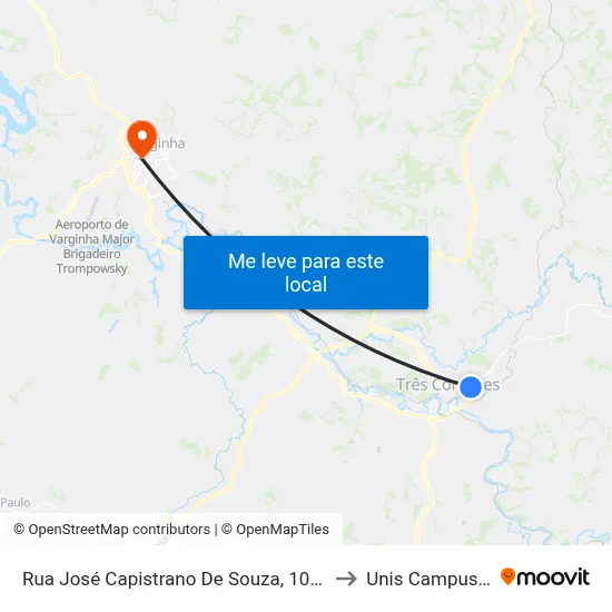 Rua José Capistrano De Souza, 1037 to Unis Campus 1 map