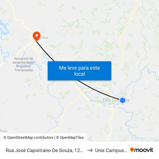 Rua José Capistrano De Souza, 1280 to Unis Campus 1 map