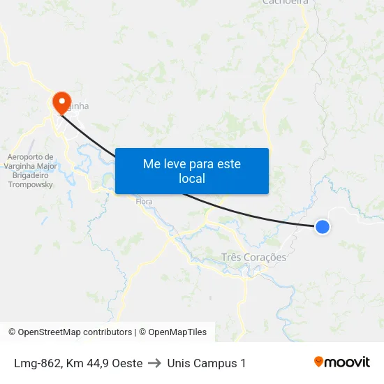 Lmg-862, Km 44,9 Oeste to Unis Campus 1 map