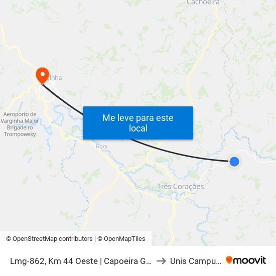 Lmg-862, Km 44 Oeste | Capoeira Grande to Unis Campus 1 map