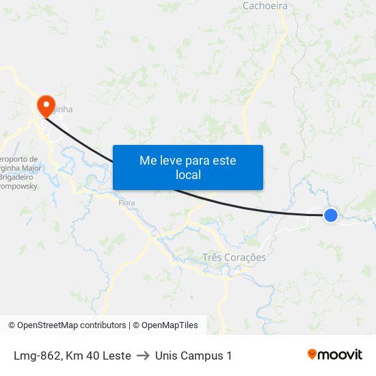 Lmg-862, Km 40 Leste to Unis Campus 1 map