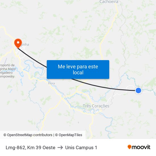 Lmg-862, Km 39 Oeste to Unis Campus 1 map