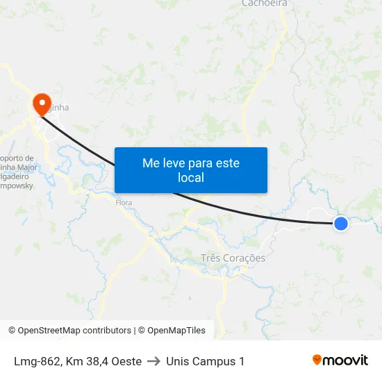 Lmg-862, Km 38,4 Oeste to Unis Campus 1 map
