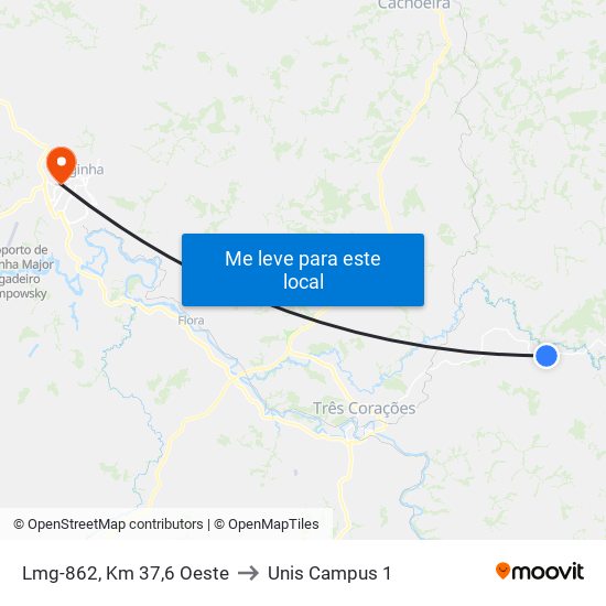 Lmg-862, Km 37,6 Oeste to Unis Campus 1 map