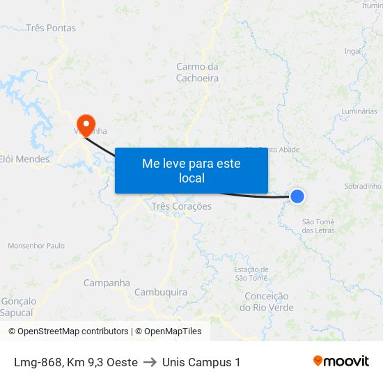 Lmg-868, Km 9,3 Oeste to Unis Campus 1 map