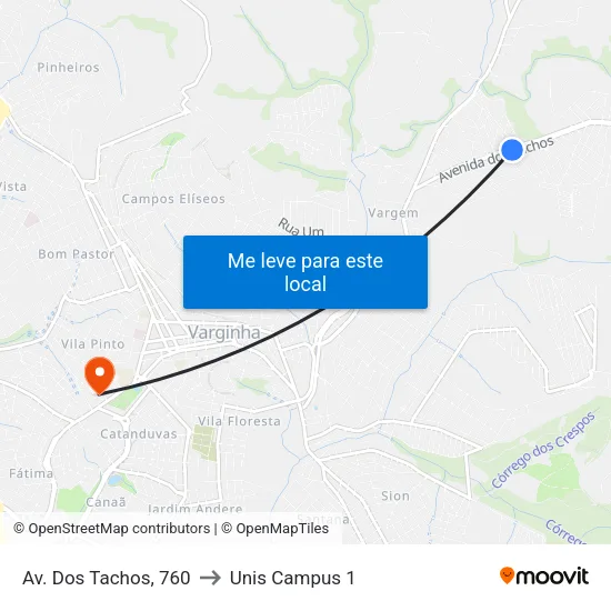 Av. Dos Tachos, 760 to Unis Campus 1 map