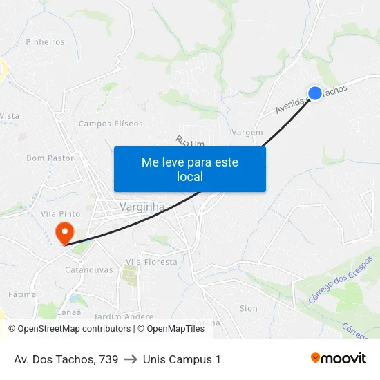 Av. Dos Tachos, 739 to Unis Campus 1 map