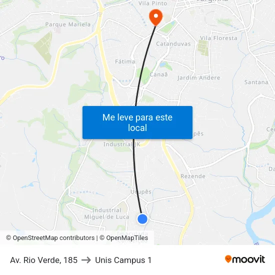 Av. Rio Verde, 185 to Unis Campus 1 map