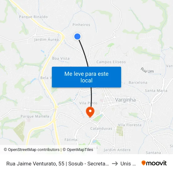 Rua Jaime Venturato, 55 | Sosub - Secretaria Municipal De Obras E Serviços Urbanos to Unis Campus 1 map
