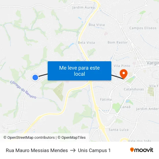 Rua Mauro Messias Mendes to Unis Campus 1 map