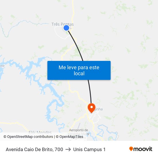 Avenida Caio De Brito, 700 to Unis Campus 1 map