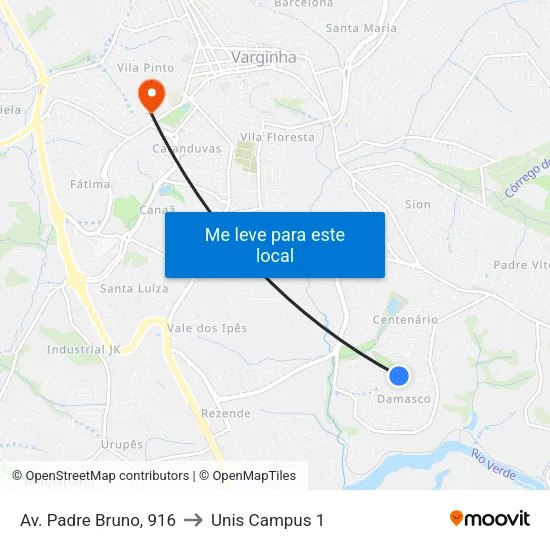 Av. Padre Bruno, 916 to Unis Campus 1 map