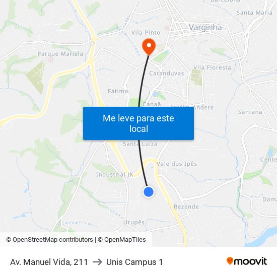 Av. Manuel Vida, 211 to Unis Campus 1 map